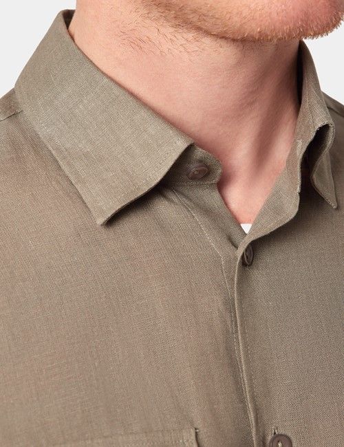 Slim Fit Khaki Safari Shirt-preview