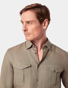 Slim Fit Khaki Safari Shirt-preview3