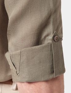Slim Fit Khaki Safari Shirt-preview5