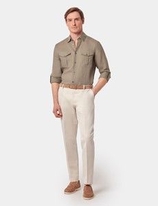 Slim Fit Khaki Safari Shirt-preview6