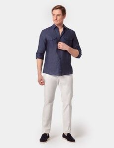 Slim Fit Navy Safari Shirt-preview7