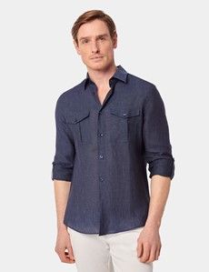 Slim Fit Navy Safari Shirt
