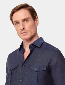 Slim Fit Navy Safari Shirt-preview3