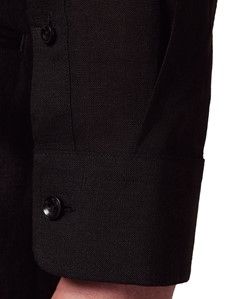 Black Pure Linen Shirt - Collarless-preview4