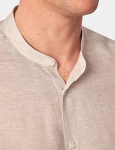 Natural Pure Linen Shirt - Collarless-preview2