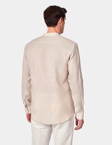 Natural Pure Linen Shirt - Collarless-preview4