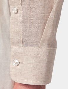 Natural Pure Linen Shirt - Collarless-preview5