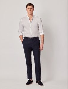 White Pure Linen Shirt - Collarless-preview6
