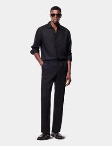 Slim Fit Black Linen Shirt