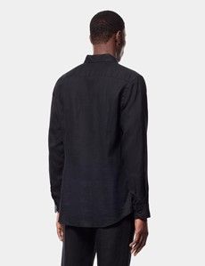 Slim Fit Black Linen Shirt