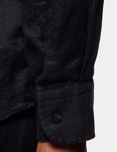 Slim Fit Black Linen Shirt