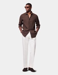 Slim Fit Chocolate Brown Linen Shirt