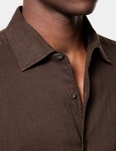 Slim Fit Chocolate Brown Linen Shirt