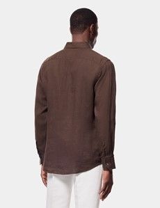 Slim Fit Chocolate Brown Linen Shirt