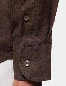 Slim Fit Chocolate Brown Linen Shirt