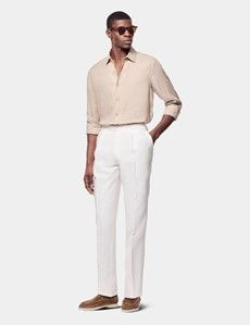 Slim Fit Taupe Linen Shirt