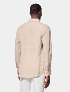 Slim Fit Taupe Linen Shirt