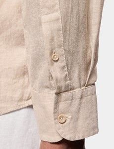 Slim Fit Taupe Linen Shirt