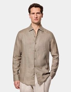 Slim Fit Khaki Linen Shirt