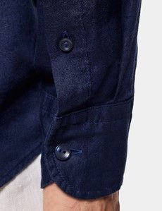 Slim Fit Navy Linen Shirt