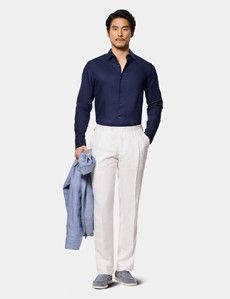 Slim Fit Navy Linen Shirt