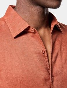 Slim Fit Rust Linen Shirt