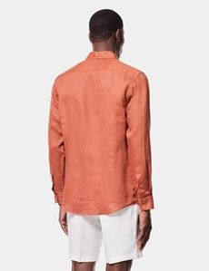 Slim Fit Rust Linen Shirt