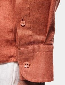 Slim Fit Rust Linen Shirt