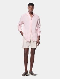 Slim Fit Pink Linen Shirt