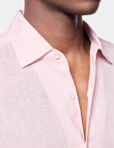 Slim Fit Pink Linen Shirt
