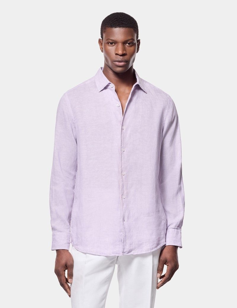Slim Fit Lilac Linen Shirt