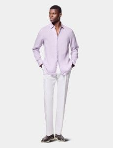 Slim Fit Lilac Linen Shirt