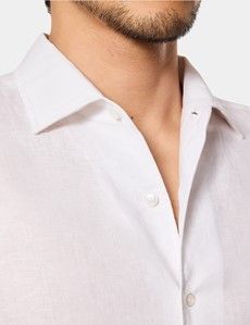 Slim Fit White Linen Shirt