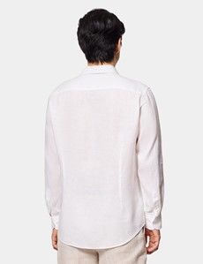 Slim Fit White Linen Shirt