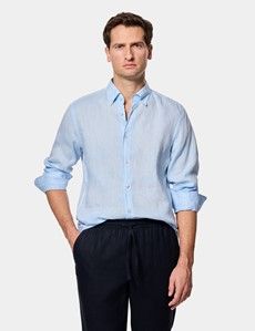Slim Fit Light Blue Linen Shirt