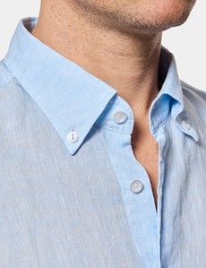Slim Fit Light Blue Linen Shirt