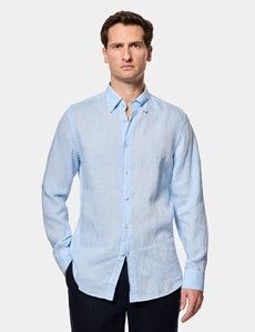 Slim Fit Light Blue Linen Shirt