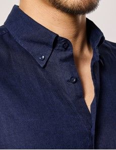 Slim Fit Navy Linen Shirt