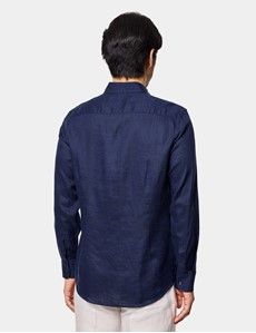 Slim Fit Navy Linen Shirt