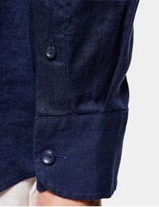 Slim Fit Navy Linen Shirt