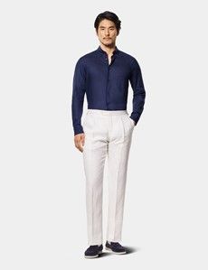 Slim Fit Navy Linen Shirt