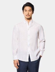 Slim Fit White Linen Shirt