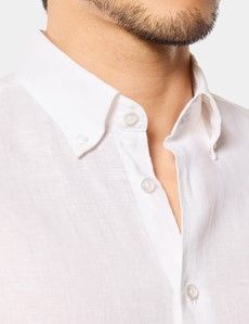 Slim Fit White Linen Shirt