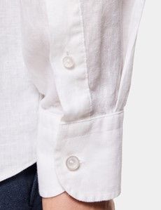 Slim Fit White Linen Shirt