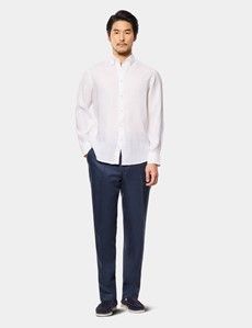 Slim Fit White Linen Shirt