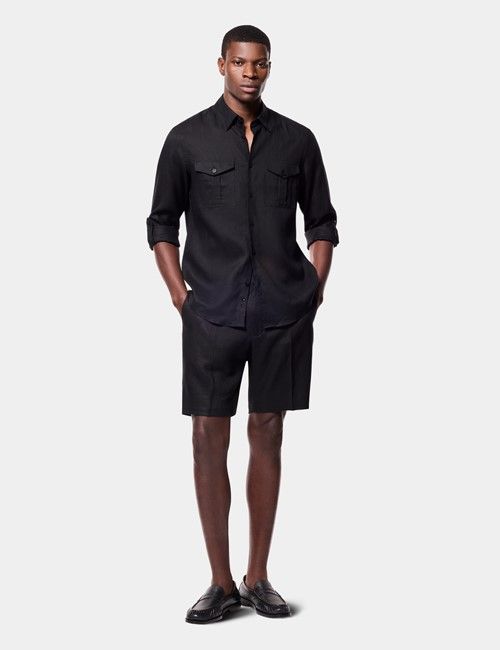 Black Linen Shorts