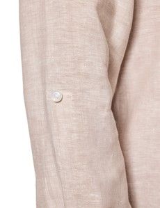 Slim Fit Natural Linen Safari Shirt