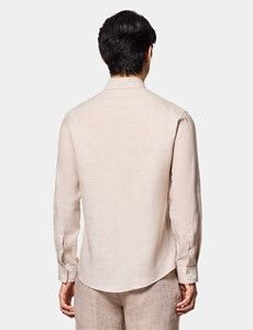 Slim Fit Natural Linen Safari Shirt