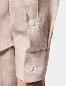 Slim Fit Natural Linen Safari Shirt