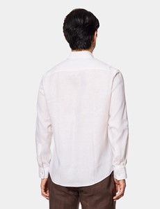 Slim Fit White Linen Safari Shirt